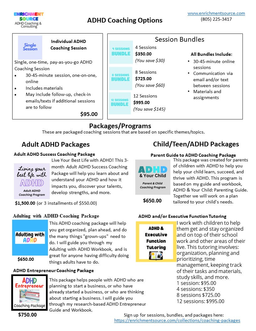 ADHD Coaching Information Downloads