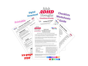 ADHD Adult Strength Finder Checklists and Worksheets Printable Packet