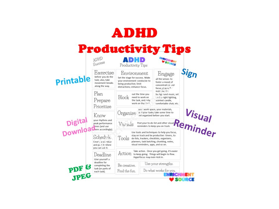 ADHD Productivity Sign or Sheet Printable