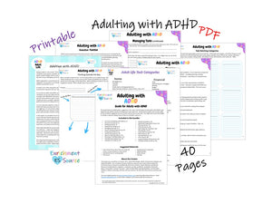 Adulting with ADHD Workbook, Journal, Booklet Packet