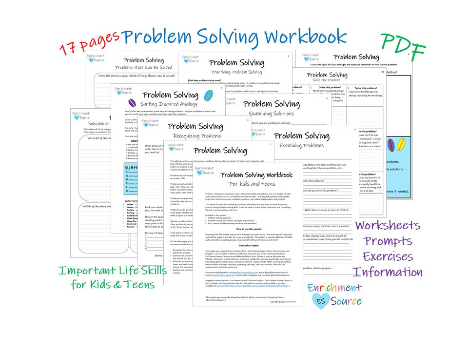 Problem Solving Printable Workbook for Kids and Teens