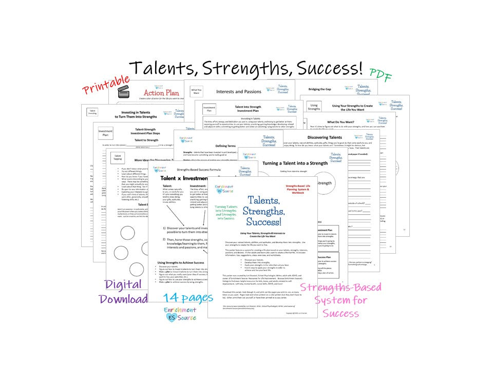Talents, Strengths, Success Workbook, Guide and Planner