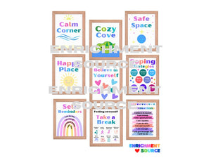 Calming Corner Visuals, Classroom, School Psychologist, School Counselor, Signs and Poster