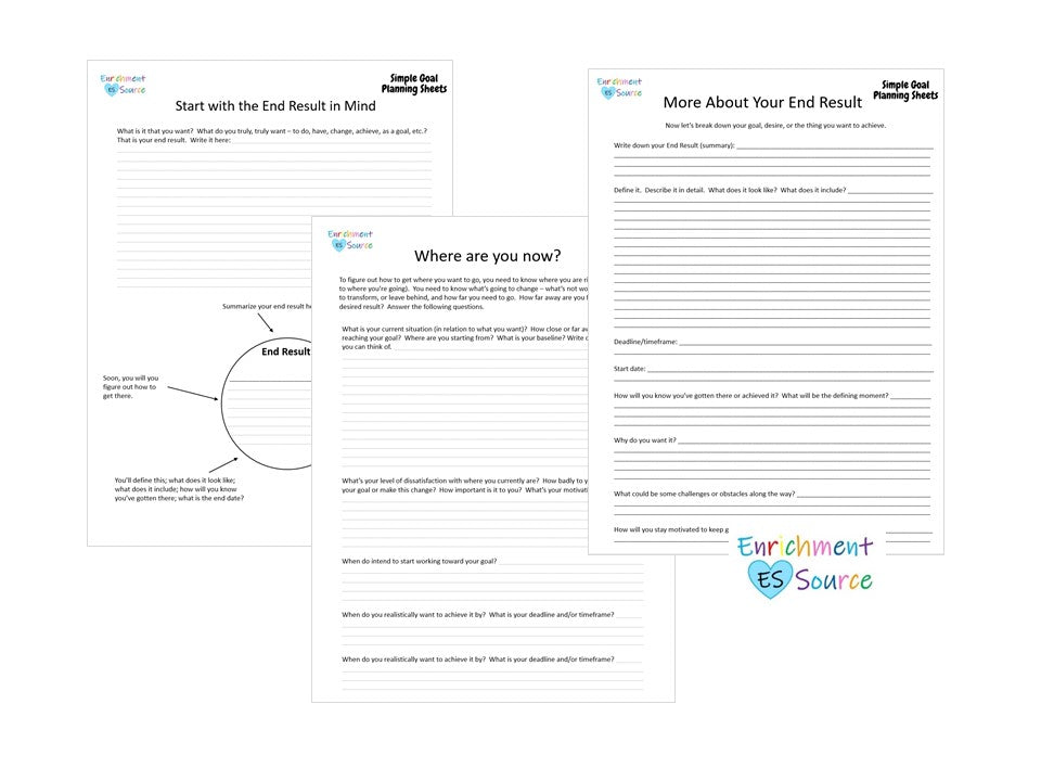 Simple Goal Planning Sheets