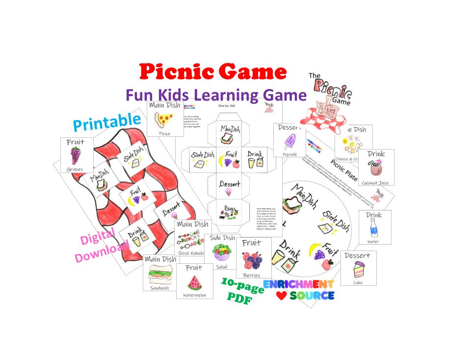 Fun Kids Printable Picnic Themed Learning Game