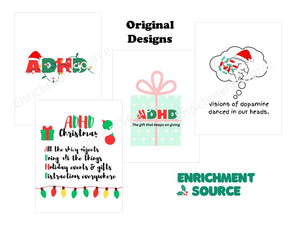 ADHD Christmas Wall Art, Posters, Signs, Cards and Gift Tags Printable