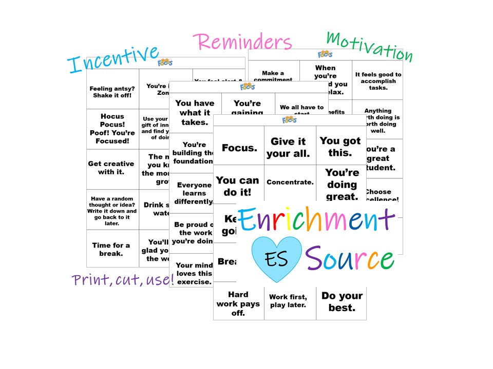 ADHD Stay Focused, Encouragement Cards