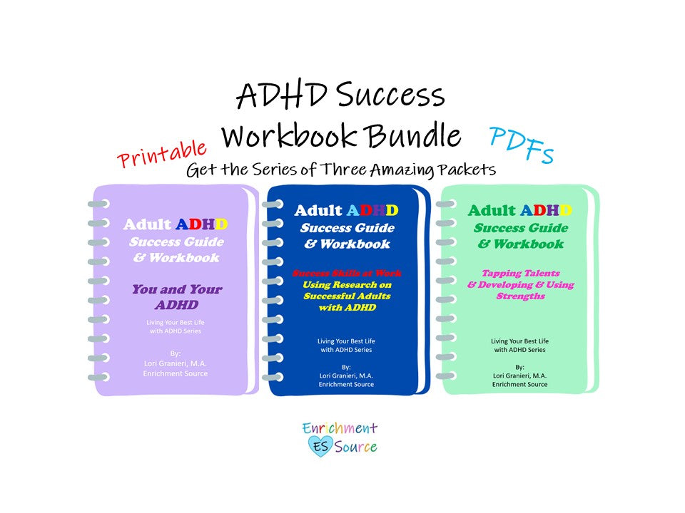 ADHD Adult Success Guide Trio Bundle - Complete Packet of 3 Workbooks