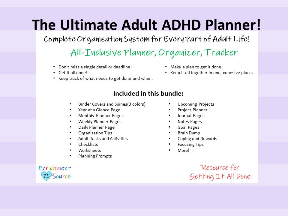 Adult ADHD Life Planner, Organizer Printable