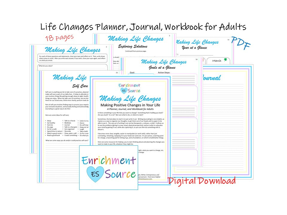 Adult Life Change Planner, Guide and Journal