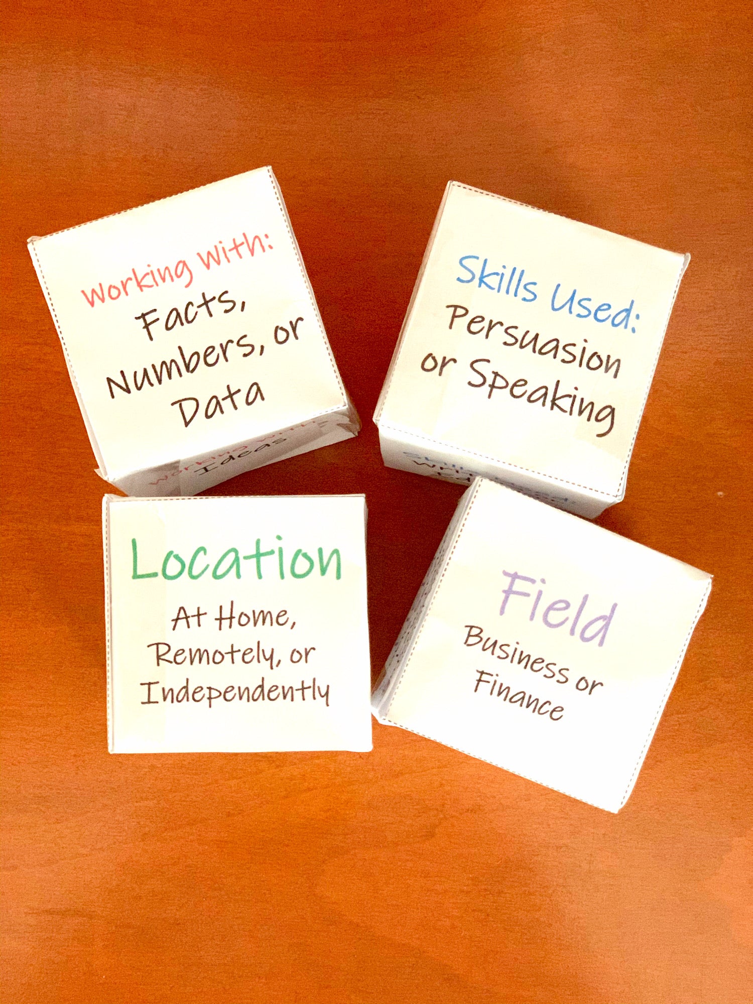Career Exploration Printable Dice