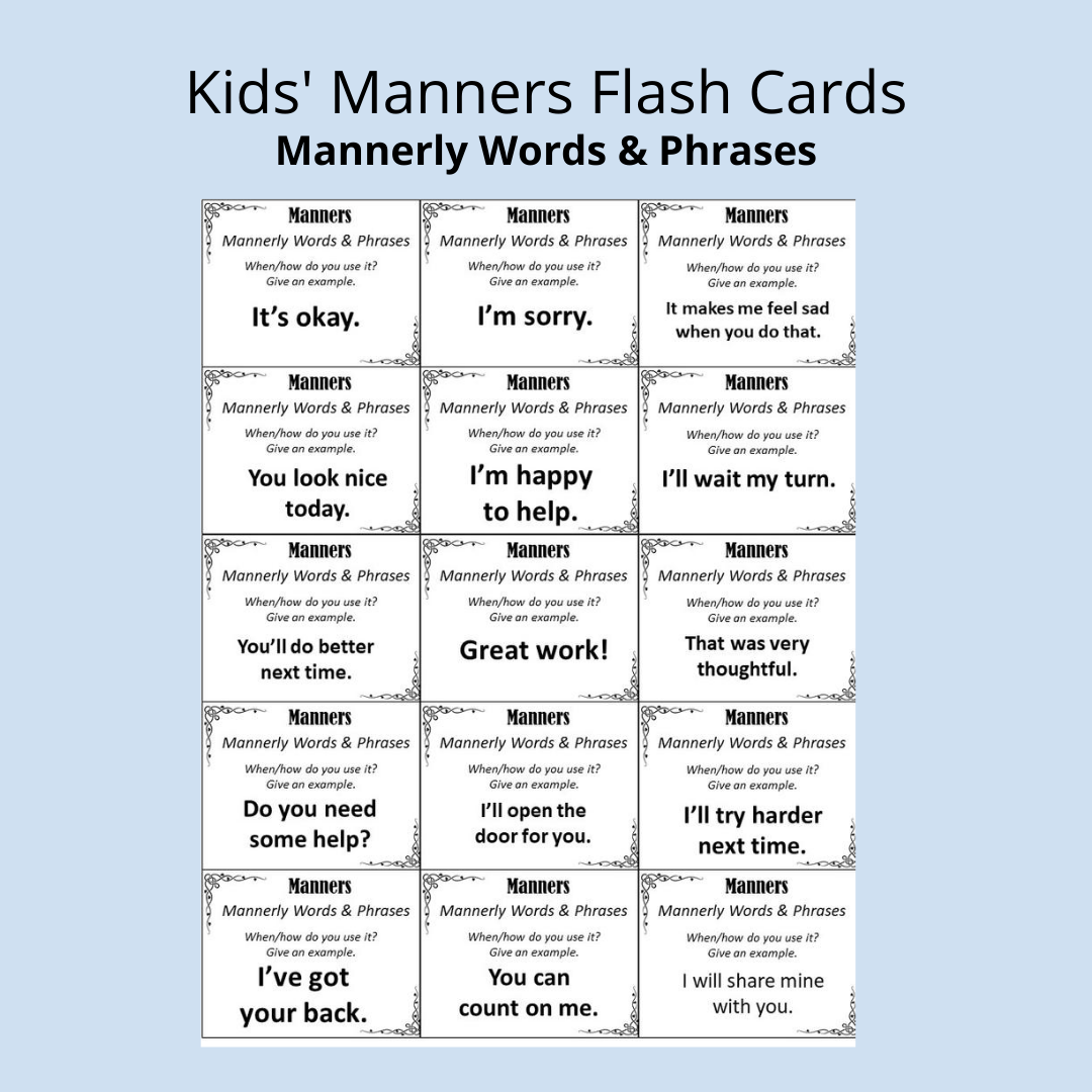 good manners flash cards
