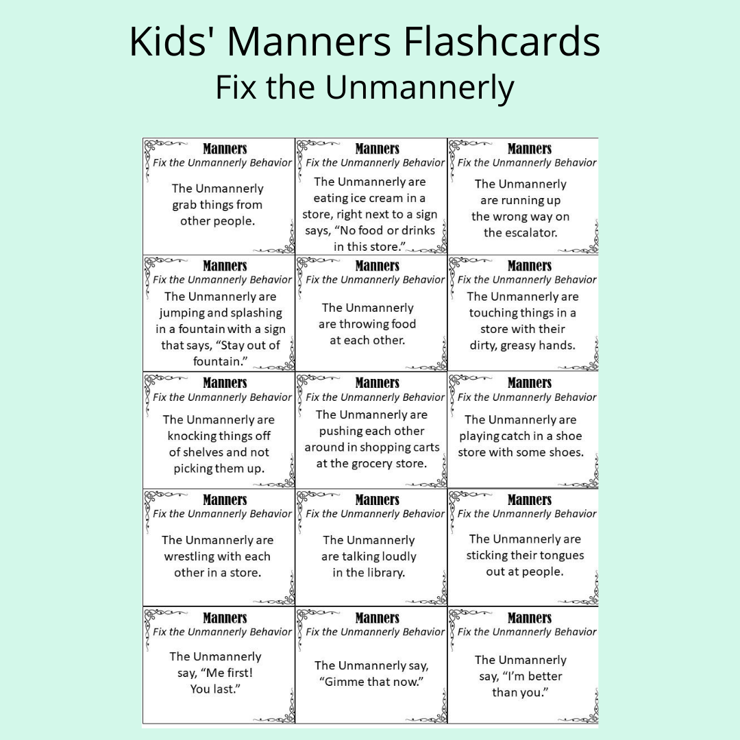 Manners Flash Cards: Fix the Unmannerly
