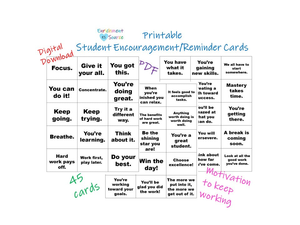 Student Encouragement Cards