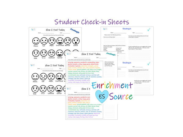 Mental Health Check-In Sheets for Students - Enrichment Source