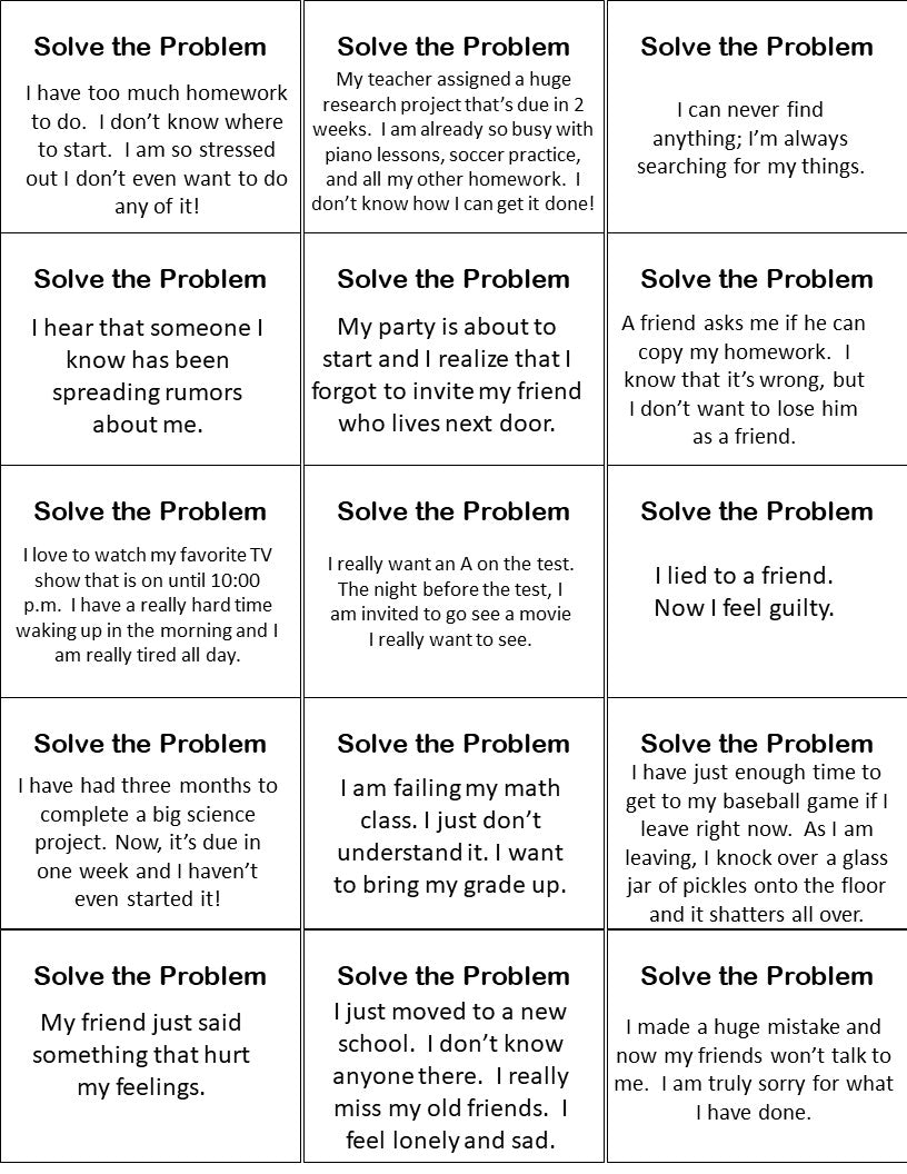 problem solving printable flash cards