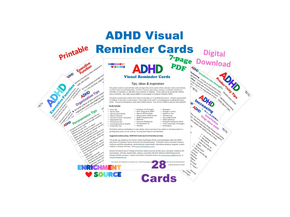 ADHD Visual Reminder Cards for Display and Therapy
