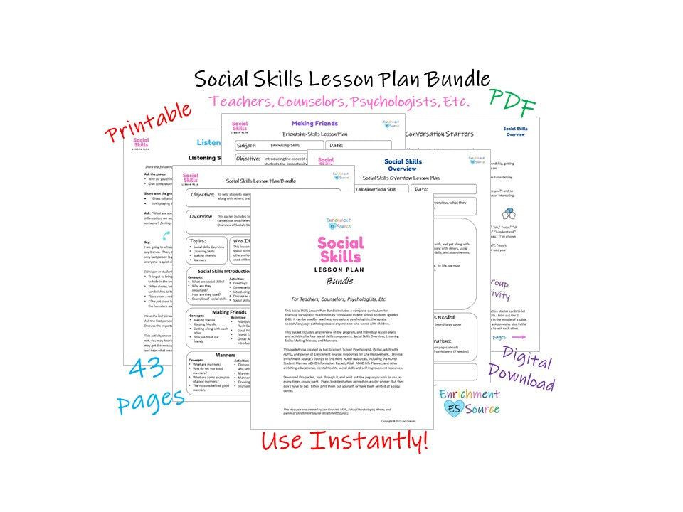 Social Skills Lesson Plan Bundle