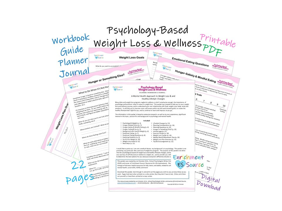 Psychology-Based Weight Loss and Wellness Packet: Workbook, Guide, Planner, Journal