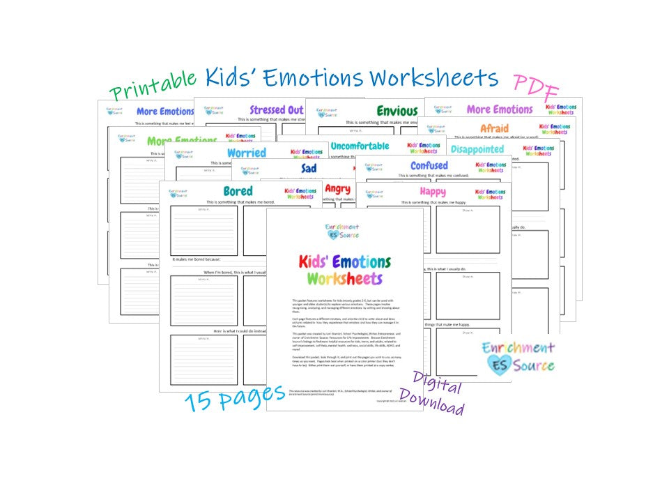 Kids' Emotions Feeling Worksheets, Workbook, Lessons