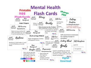 Mental Health Therapy Flash Cards for Kids, Teens & Adults