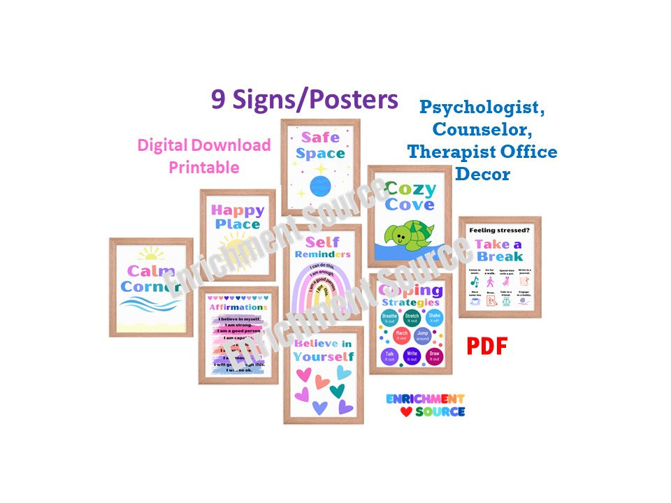 Calming Corner Visuals, Classroom, School Psychologist, School Counselor, Signs and Poster