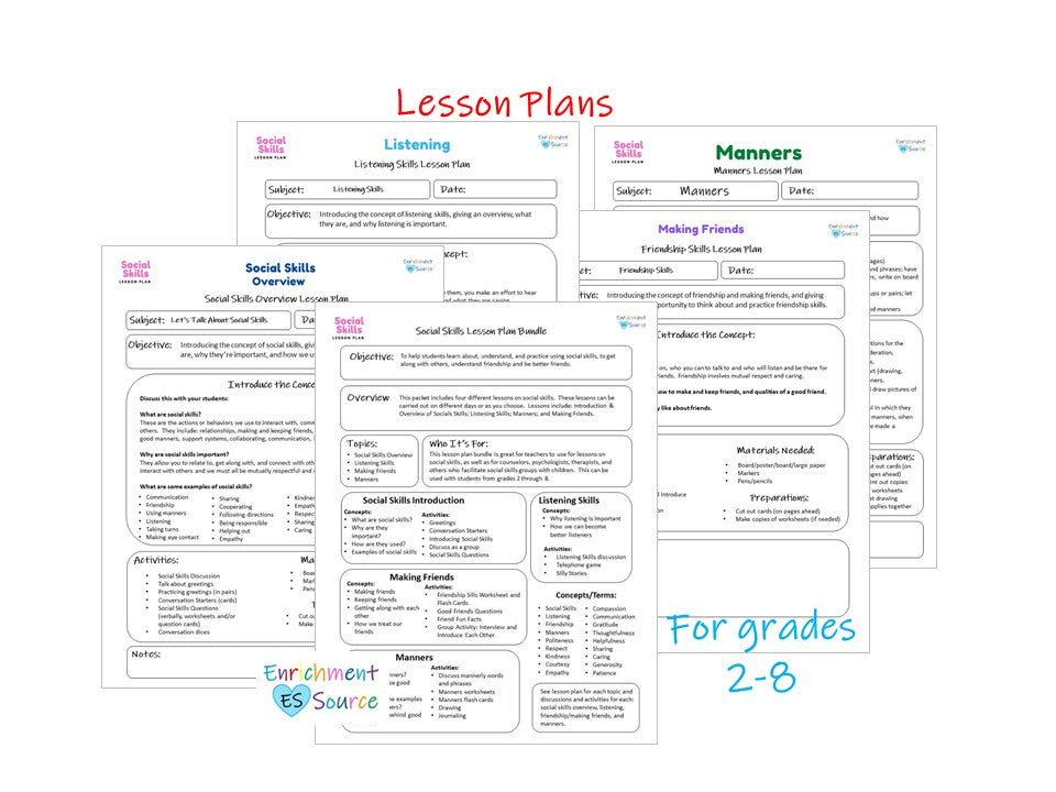 Social Skills Lesson Plan Bundle