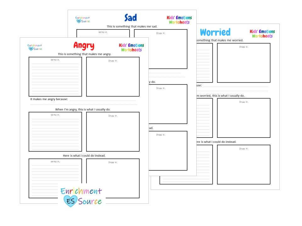 Kids' Emotions Feeling Worksheets, Workbook, Lessons