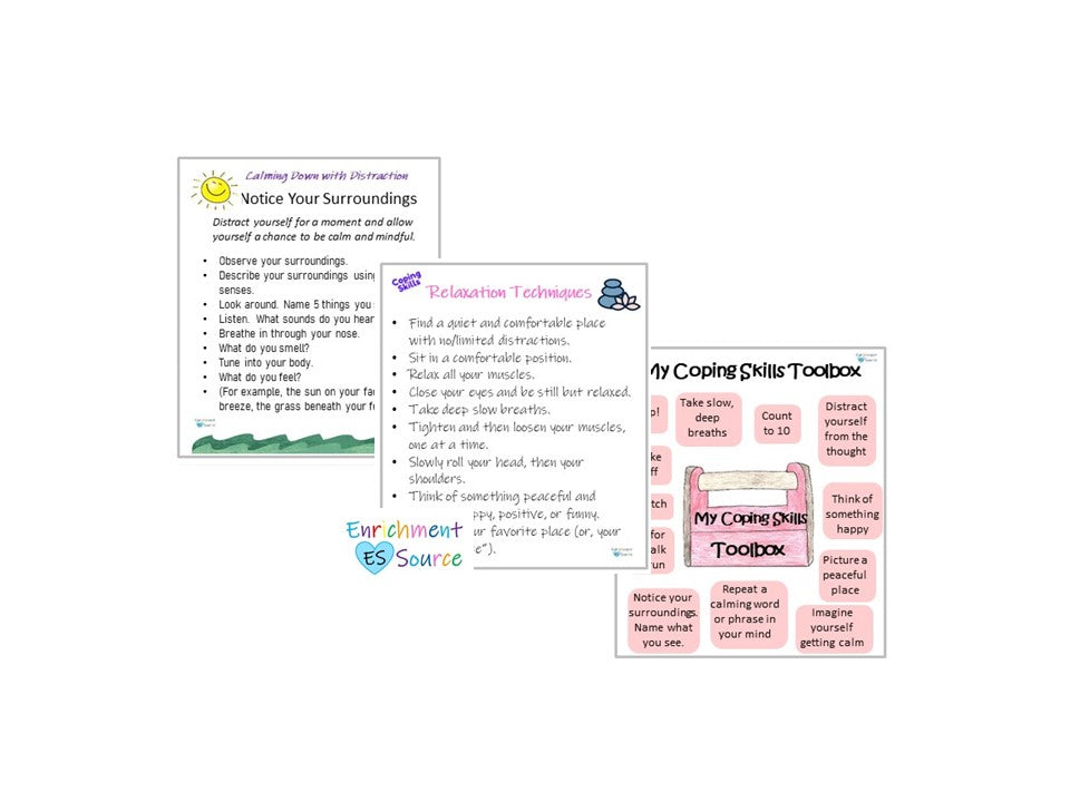 Coping Skills Cards - Printable PDF with 8 Cards for Kids