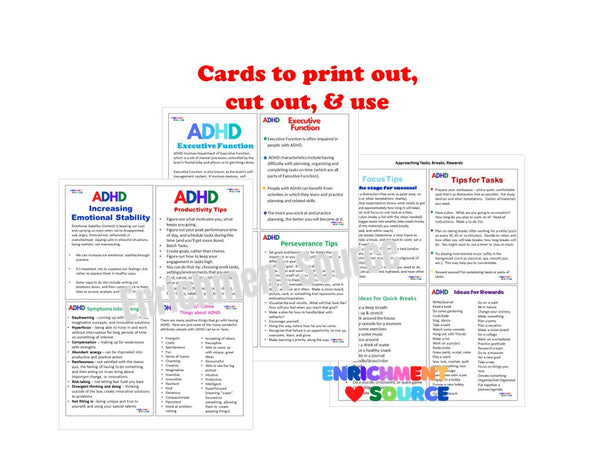 ADHD Visual Reminder Cards for Display and Therapy - Enrichment Source