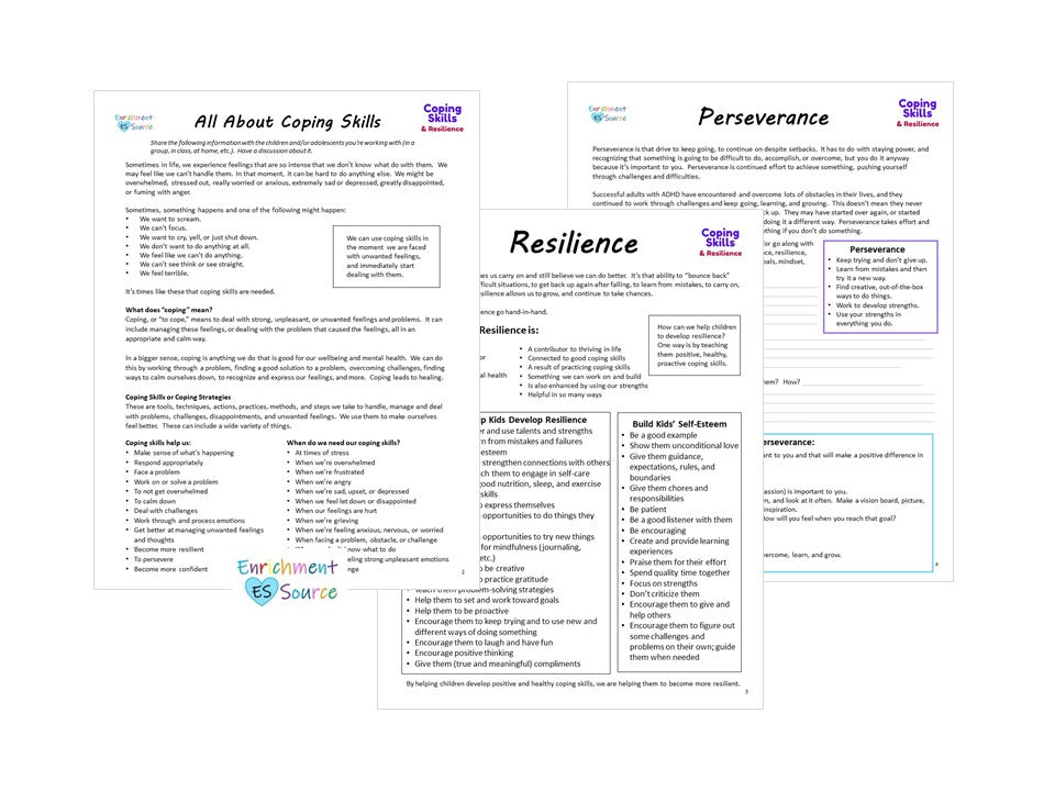Coping Skills & Resilience Workbook for Kids & Teens