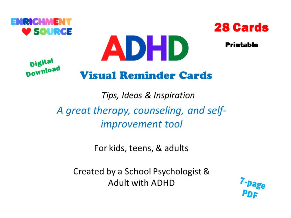 ADHD Visual Reminder Cards for Display and Therapy - Enrichment Source